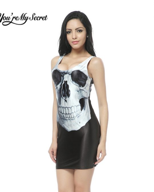 Gothic Style Punk Skull Tank Dress