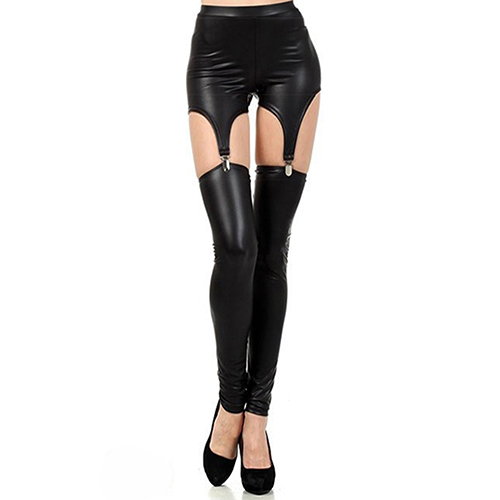 Faux Leather Suspender Leggings - Image 5