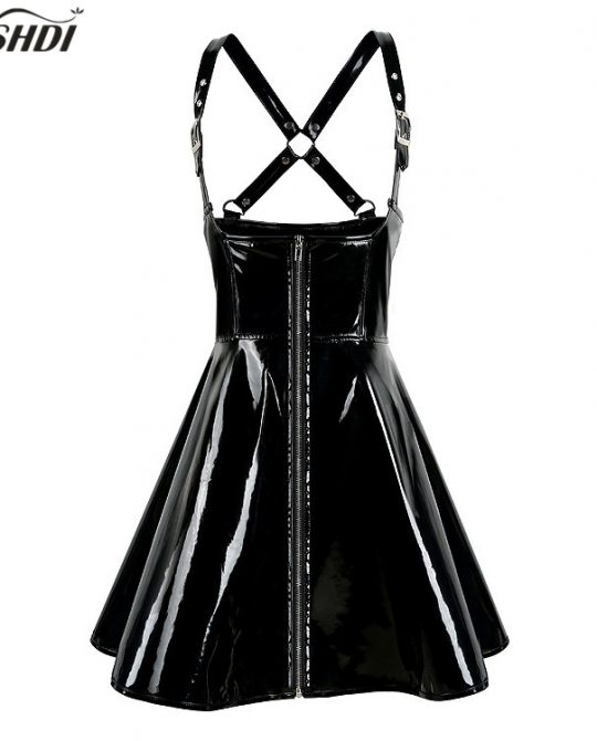 Black Latex Wet Look Clubwear Dress