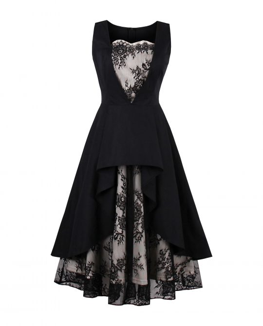 Gothic Lace Hollow Waist Slim Sleeveless Dress