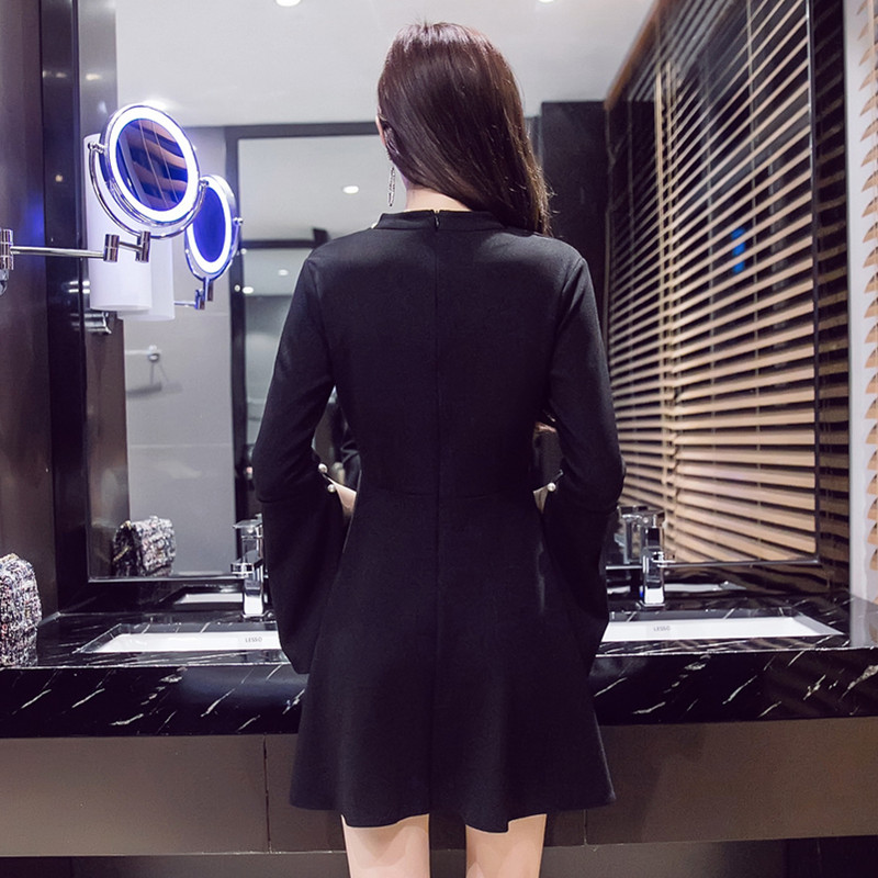 Sexy V Neck Short Elegant Long Sleeve Hollow Party Dress - Image 3