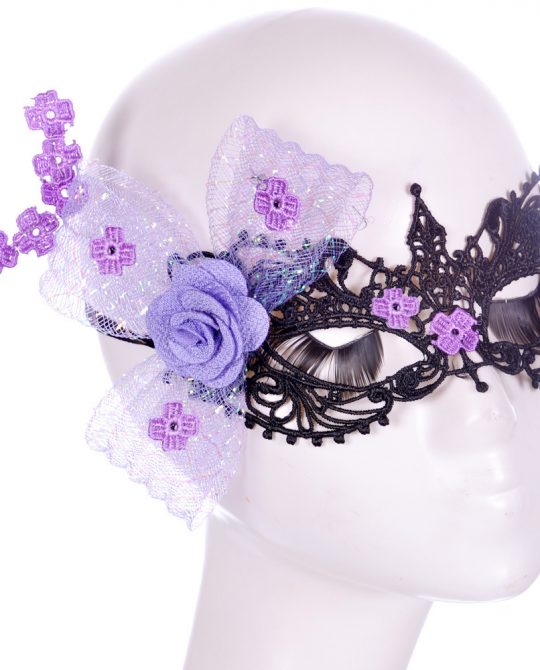 Gothic Upper Half Face Flower Lace Mask