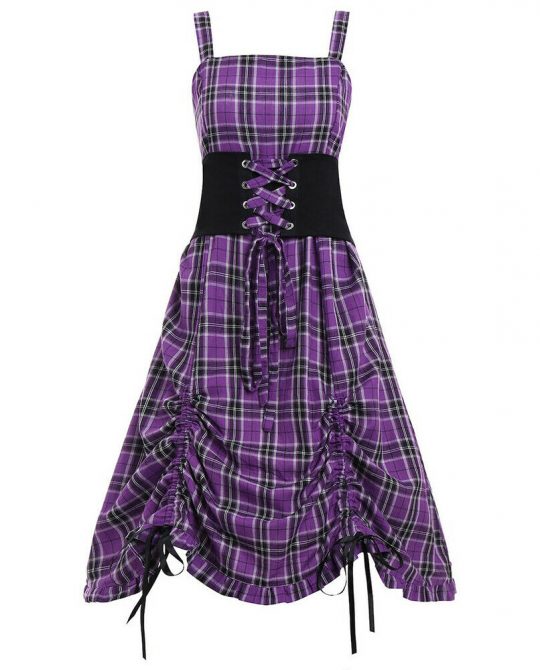Gothic Plaid Victorian Steampunk Dress