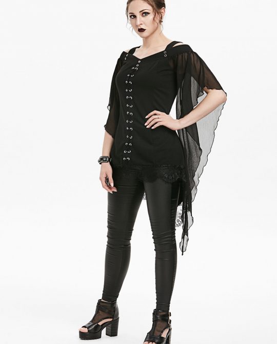 Gothic Asymmetrical Lace Up Top