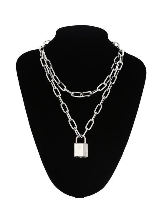 Double Layer Lock Chain Necklace