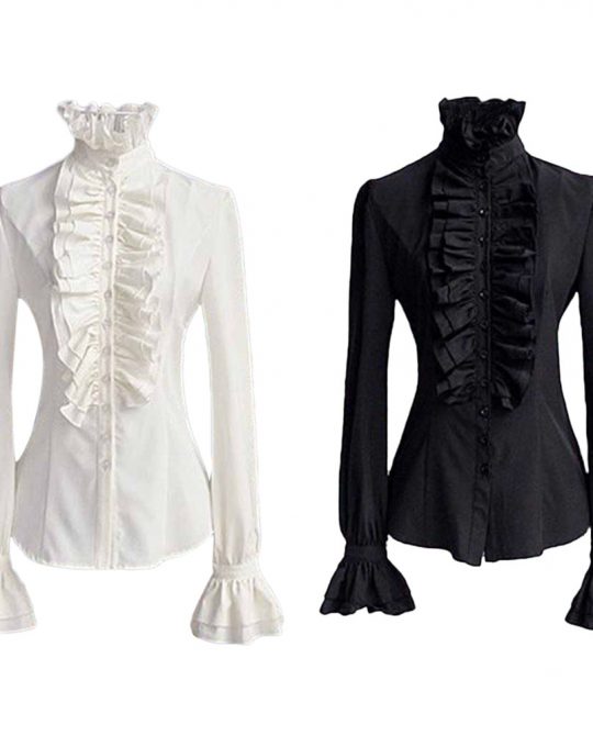 Gothic Blouses Lace Tie Ruffled Top