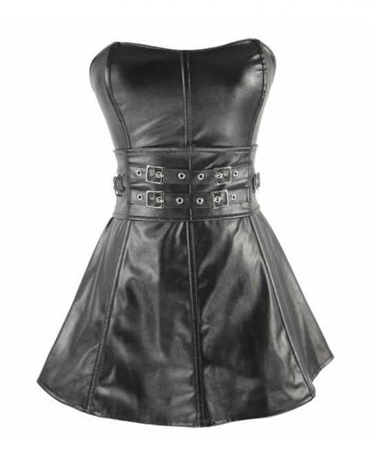 Gothic Summer Faux Leather Corset Mini Dress