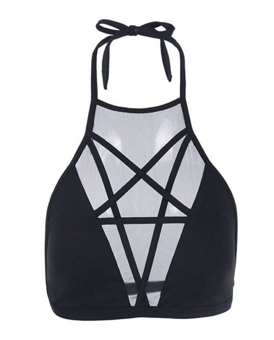 Summer Halter Mesh Sexy Crop Top