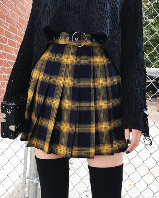 Summer Harajuku Lattice Pleated Skirt