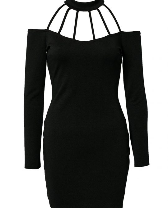 Gothic Full Sleeve Halter Dress