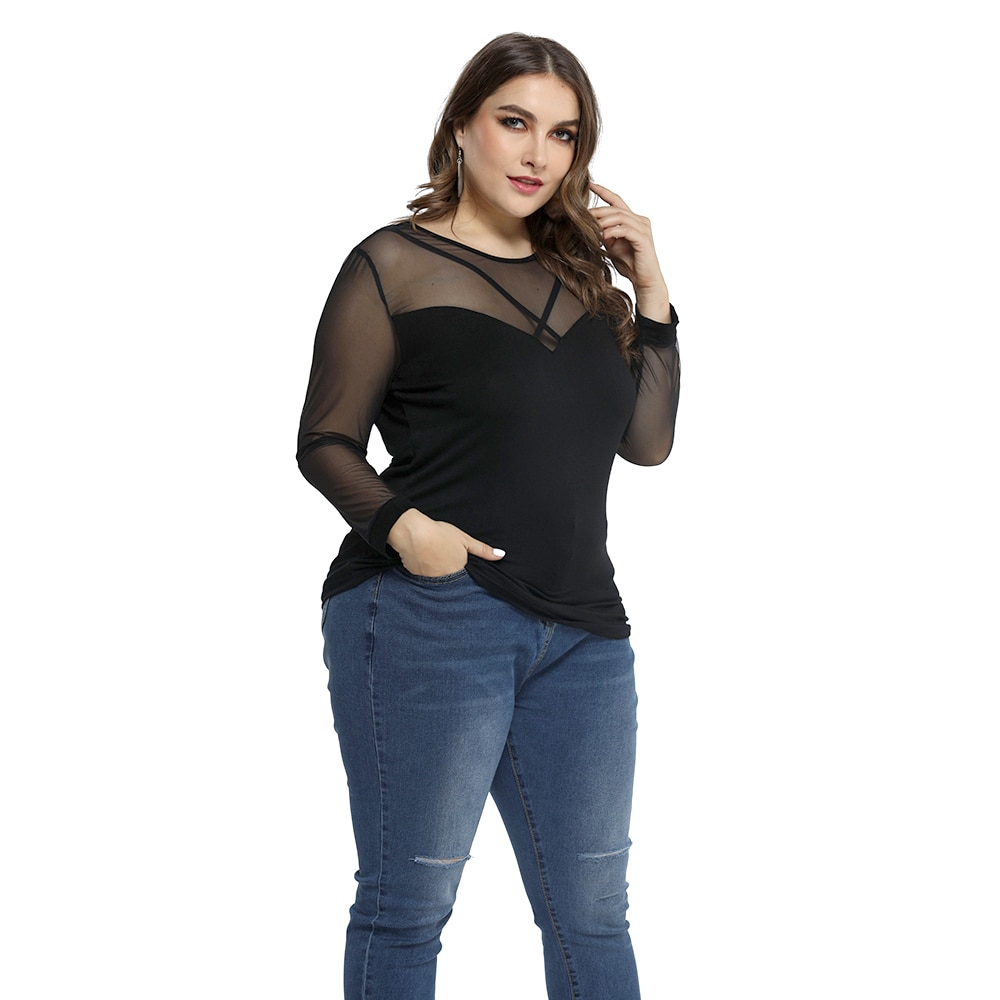 Elegant Long Sleeve Mesh Top - Image 5