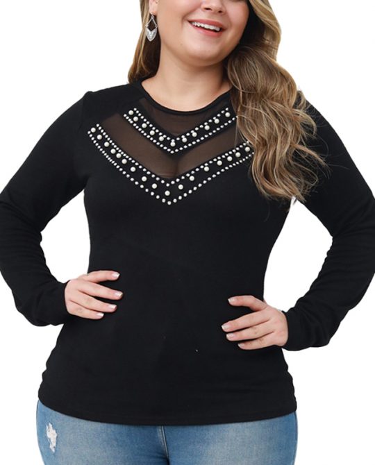 Beading Elegant Long Sleeve Top