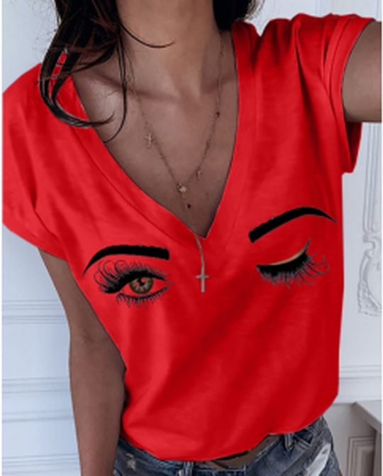 Eyes Deep V-neck Top