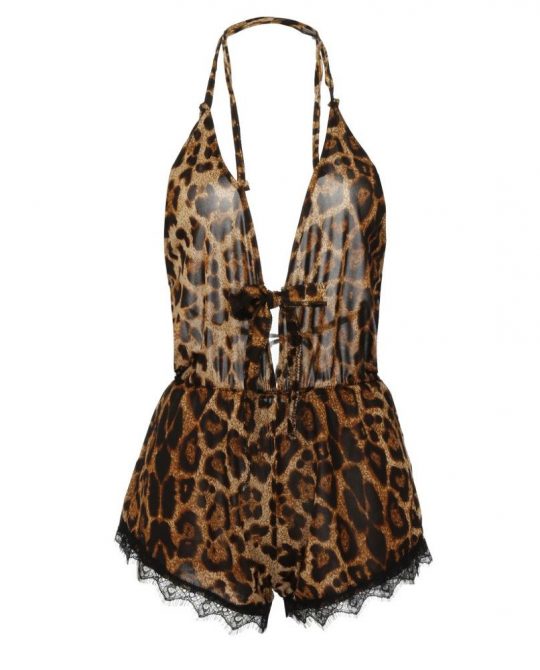 Lace Leopard Romper Nightwear