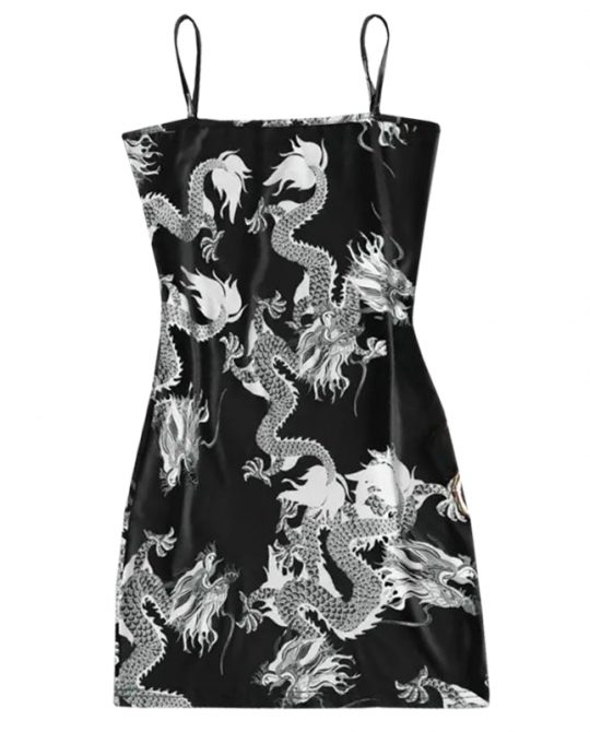Dragon Sleeveless Slim Fit Dress