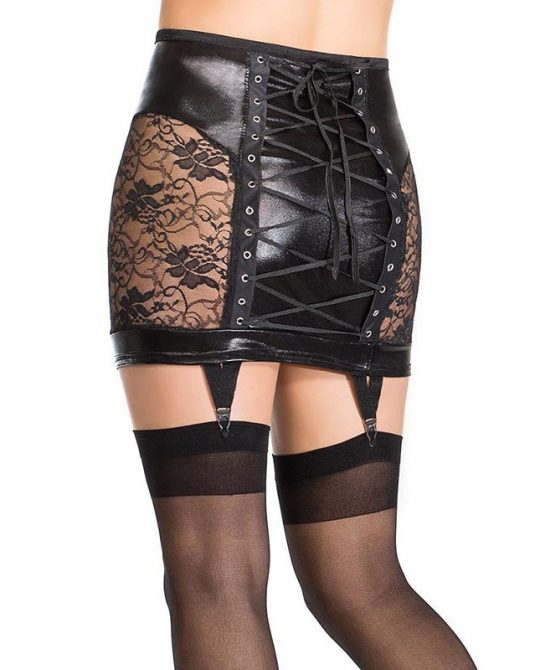 Gothic Black Floral Lace Pencil Skirt