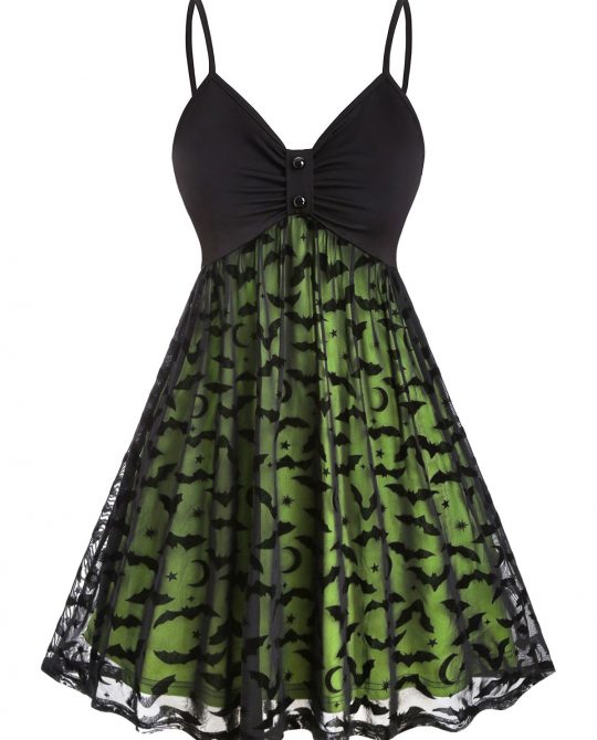 Gothic Bat Mesh Dress