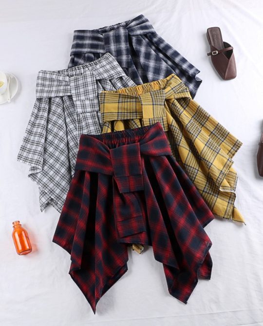 Summer Korean Style Casual Plaid Skirt