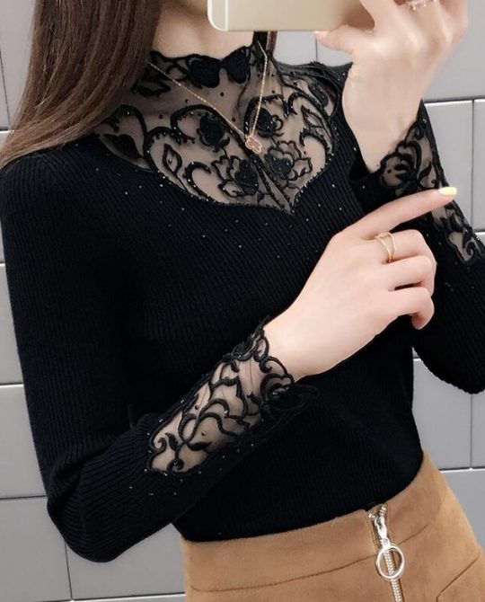Gothic Lace Korean Long Sleeve Jumper