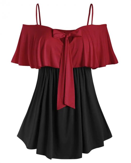 Ruffled Bow Knot Casual Top