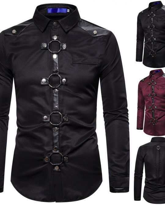 Goth Style Rivet Cargo Slim Shirt