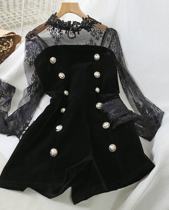 Perspective Lace Shirt + Tube Top Jumpsuit