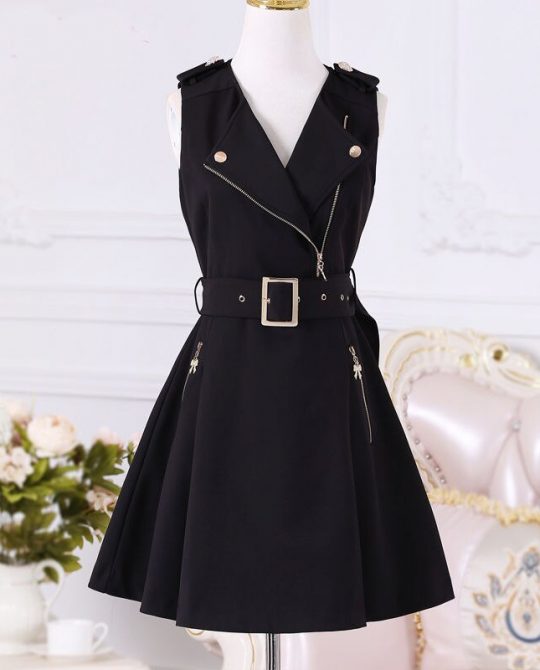 British Zipper Slim Dress
