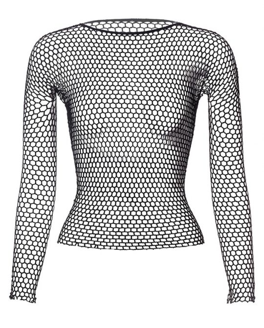 Hollow Out Fishnet Long Sleeve Top