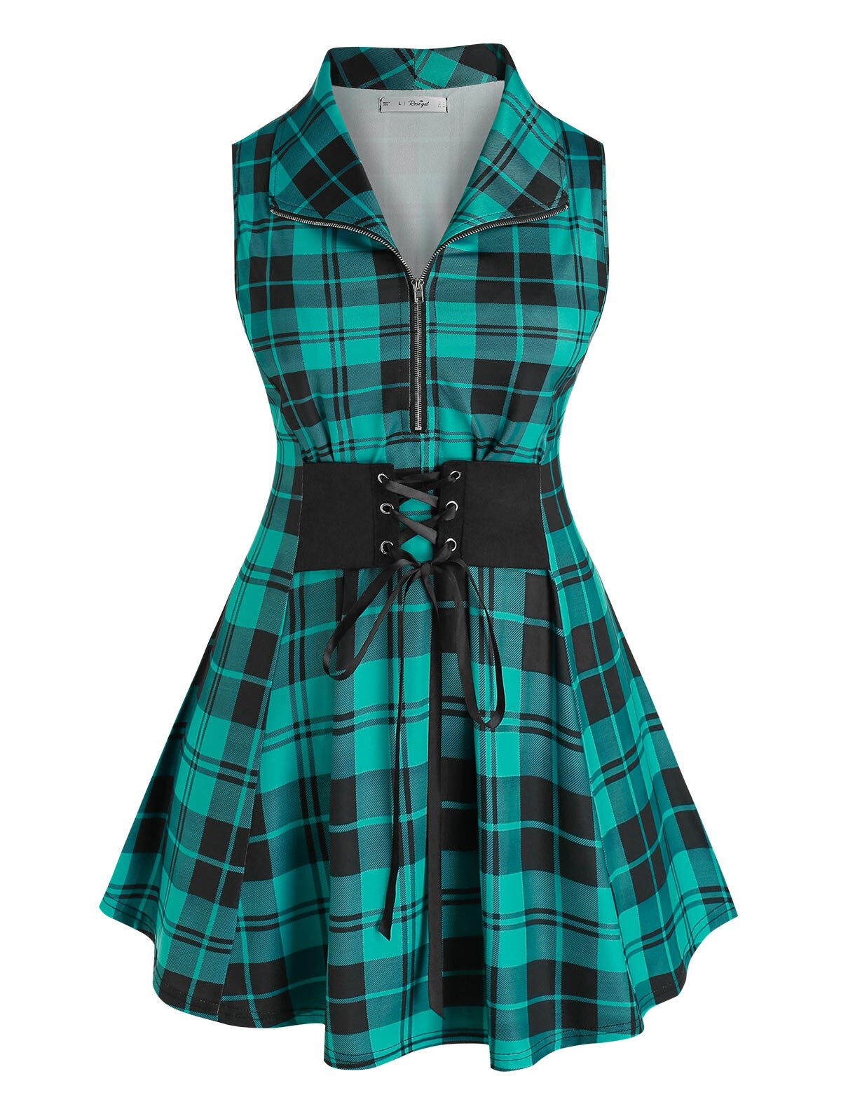 Plaid Half Zip Sleeveless Casual Top - Image 6