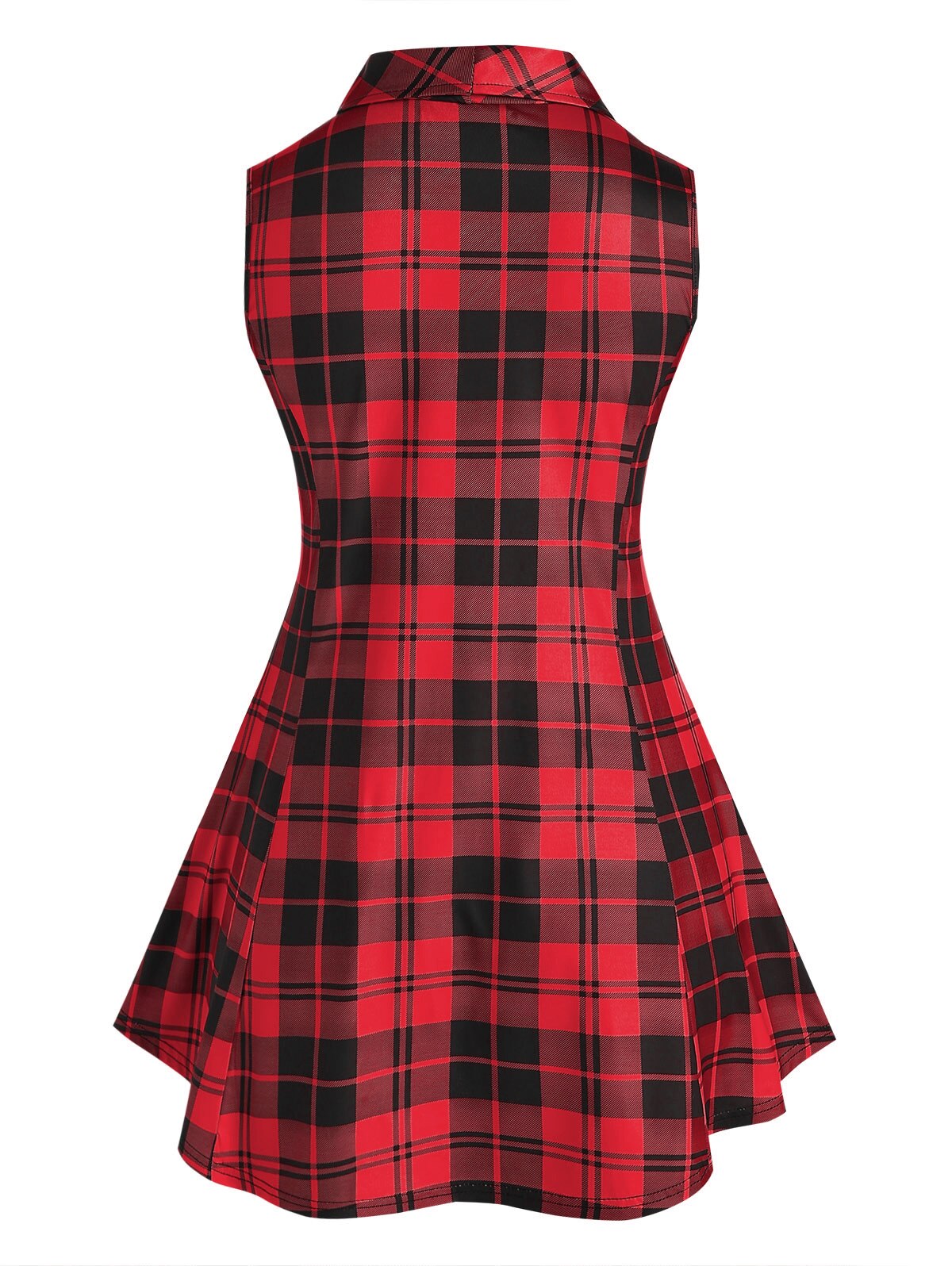Plaid Half Zip Sleeveless Casual Top - Image 2
