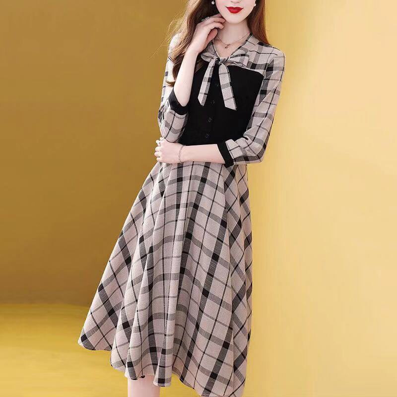 Plaid Half Sleeve Button Dress - Image 4