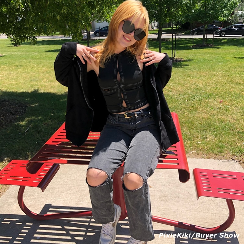 Grunge Cut Out Crop Top - Image 2