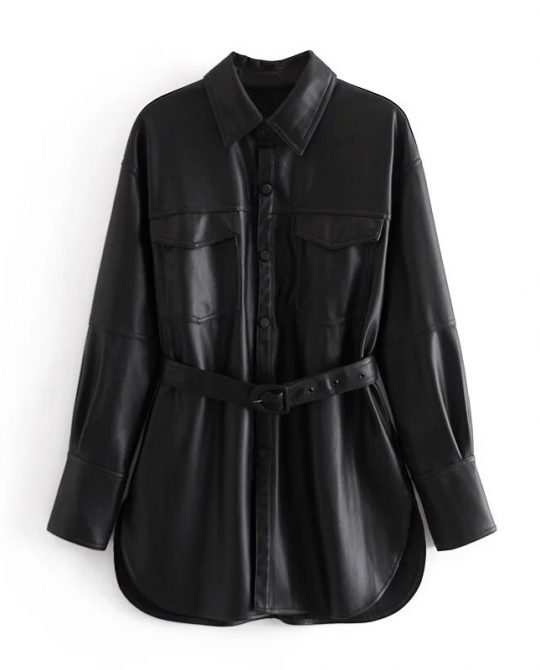 Vintage Long Sleeve Faux Leather Jacket