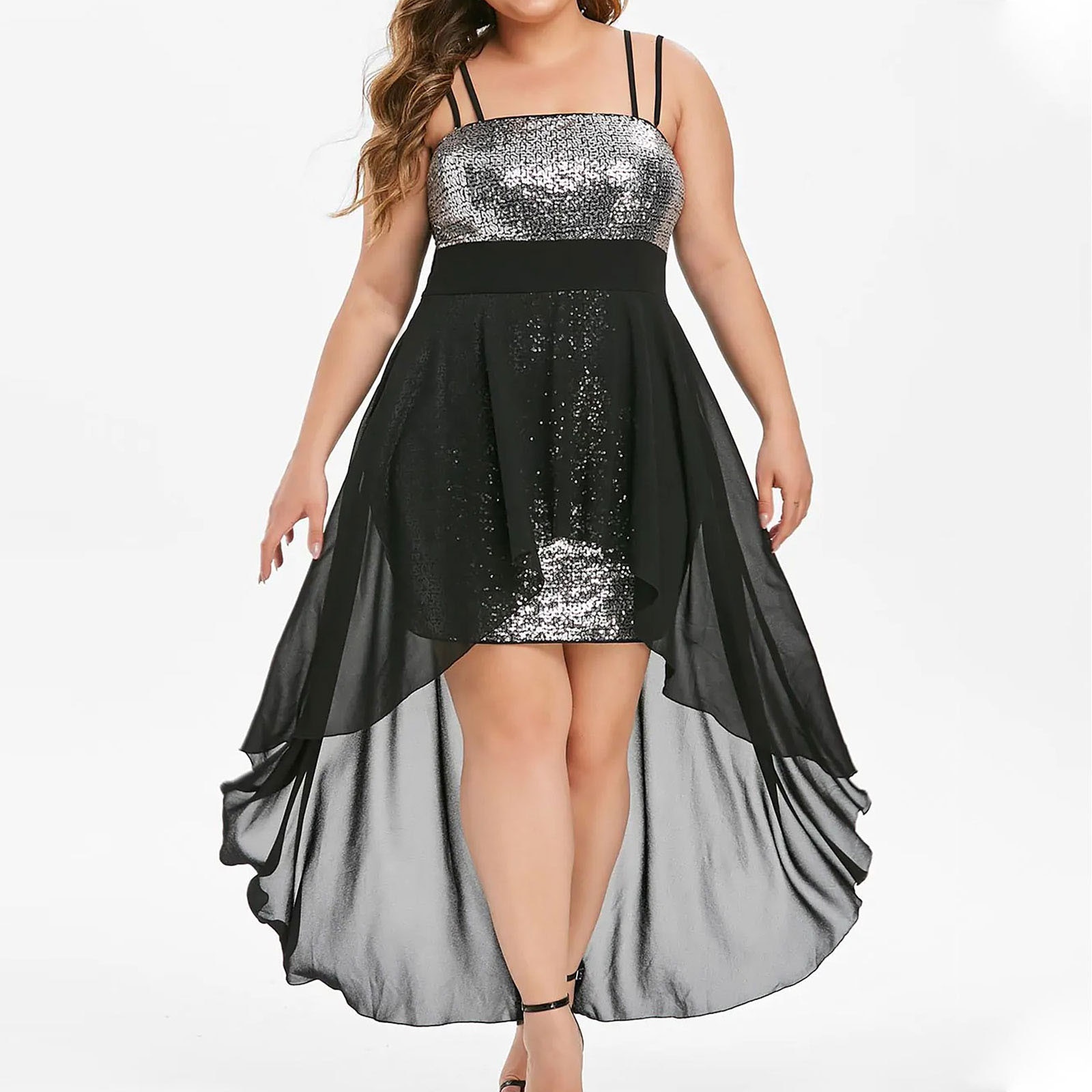 Sling Deep Sequin Loose Evening Dress