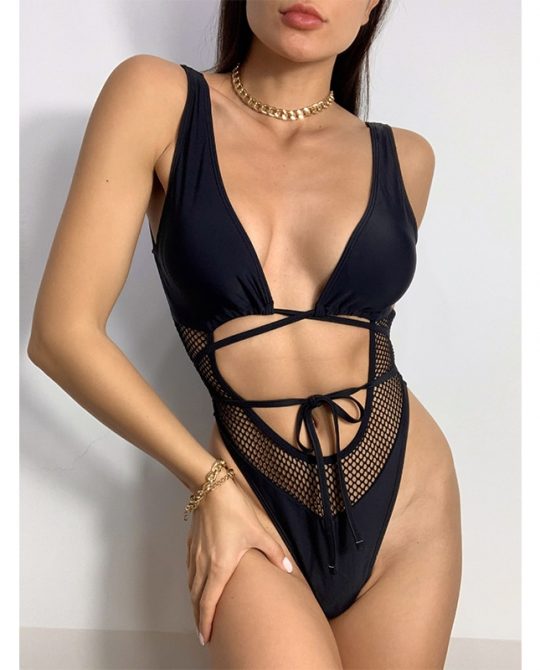 Bandage Hollow Out Swimsuit
