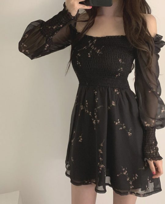 Vintage Flower Chiffon Dress
