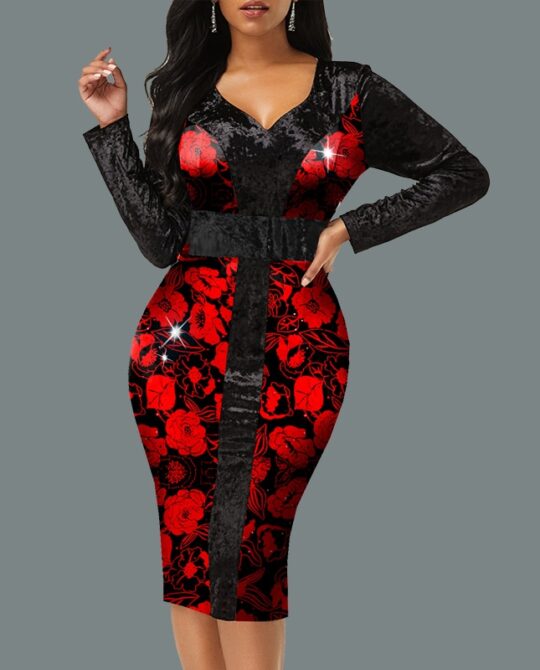 Gothic Elegant Long Sleeve Slim Dress