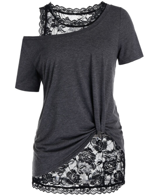 Gothic Floral Lace Short Sleeve Top