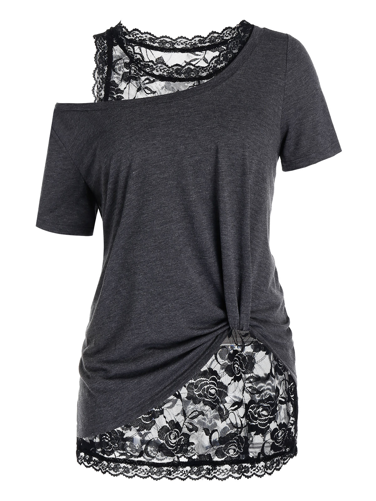 Gothic Floral Lace Short Sleeve Top