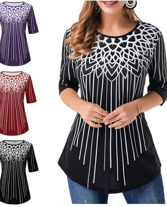 Spring Stripe Half Sleeve Casual Top