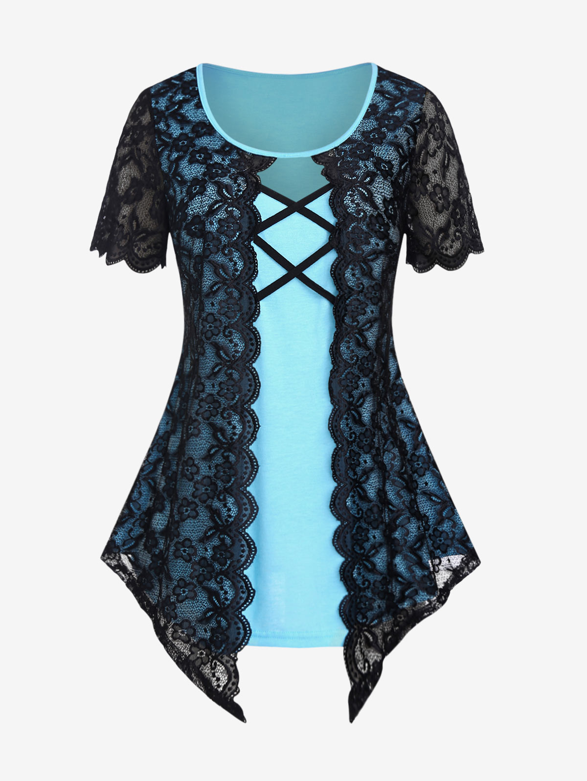 Gothic Crisscross High Lace Top - Image 2