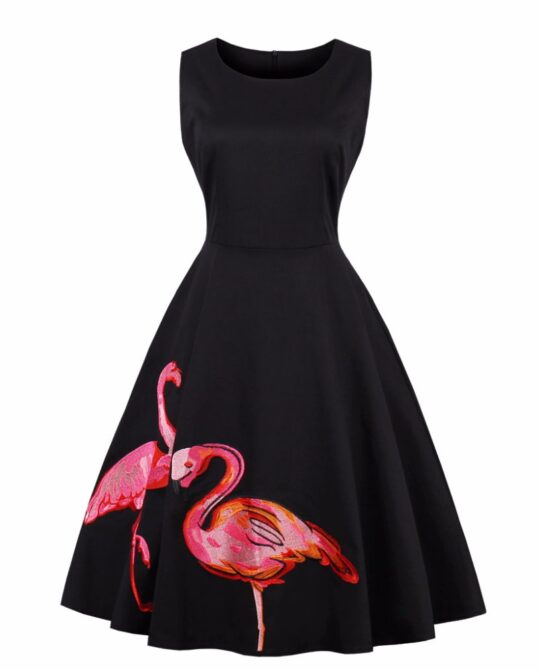Flamingo Autumn Hepburn Style 50s 60s Dress