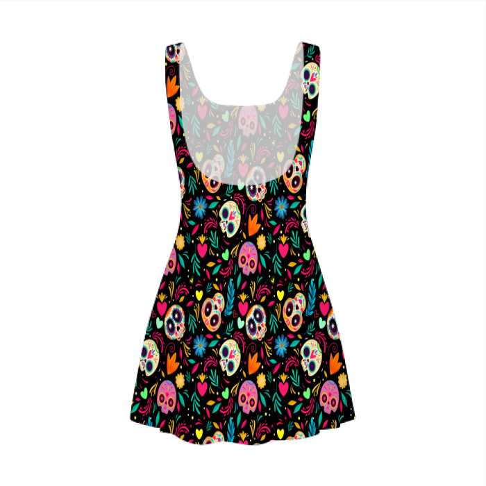 Gothic Cute Colour Skulls Flare Mini Dress - Image 2