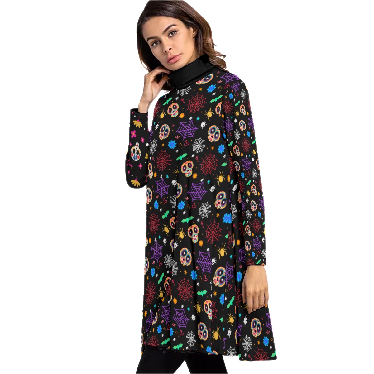 Colour Web Skulls High Neck Dress - Image 3