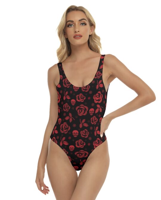 Red Flower Gothic Swimsuit