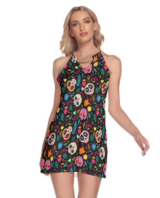 Colour Skull Round Neck Dress