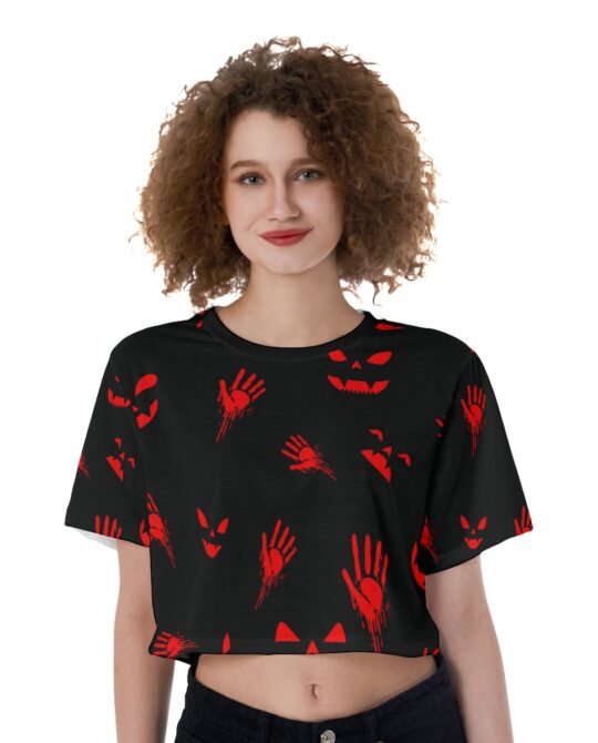 Ghost Face Hands Crop Top
