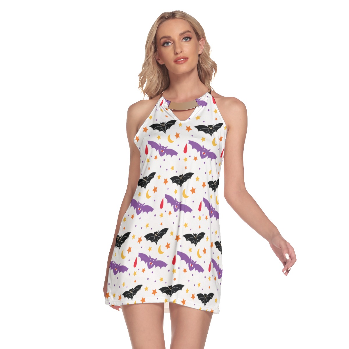 Bat Stars Round Neck Dress