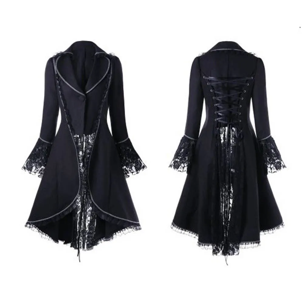 Gothic Lace Trim Medieval Noble Court Dress - Image 6