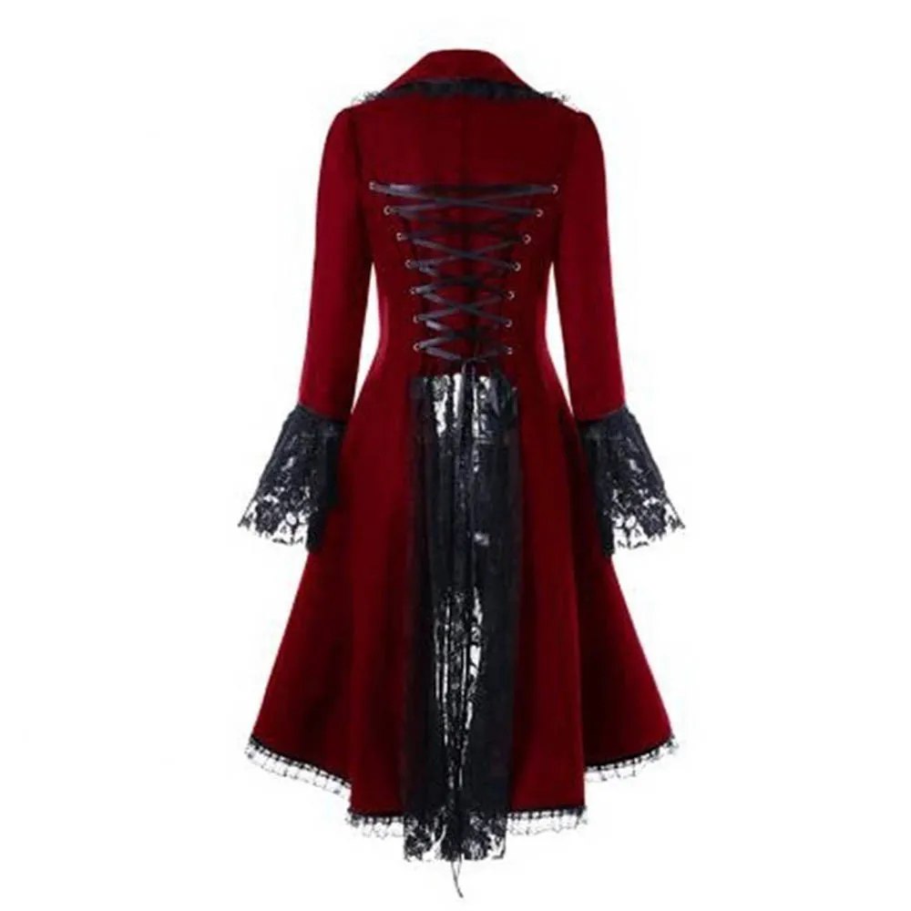Gothic Lace Trim Medieval Noble Court Dress - Image 5